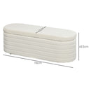 Panca Fondoletto con Vano Contenitore 116x41x40,5 cm in Tessuto Teddy Crema  
