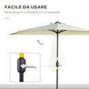 Ombrellone Semicircolare 265x135x240 cm con 20 Luci LED e Pannello Solare Beige   