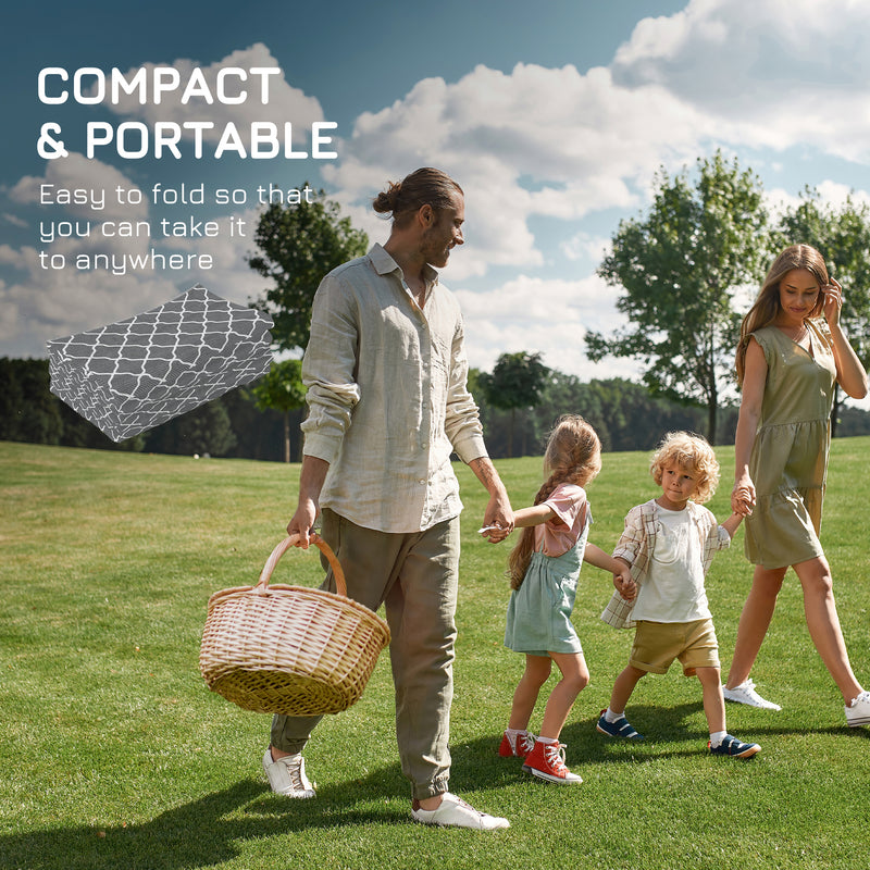 Tappeto per Esterno 182x274 cm Pieghevole e Reversibile  in Polipropilene Grigio e Bianco