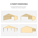 Gazebo da Giardino 580x290x250 cm con Pareti Rimovibili e Finestre Trasparenti Bianco   