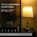 Lampada da Tavolo Base con Cristalli in Vetro con Porta USB Ø23x45 cm Bianco e Argento 