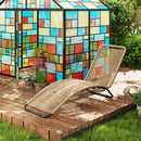 Lettino Sdraio da Giardino a S 176x58x82 cm in Rattan PE e Acciaio Nero e color Legno   