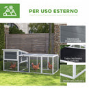Pollaio da Giardino con Nido per Cova e Area Esterna 214x101x 91,5 cm Grigio  