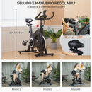 Cyclette Magnetica con Volano 10 kg Sedile e Manubrio Regolabili Monitor LCD e Porta Tablet Nero    