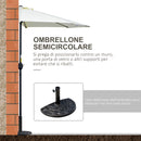 Ombrellone da Terrazza 260x135 cm a Mezzaluna con Apertura a Manovella Beige   