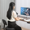 Sedia Girevole 52x52x78-92 cm ad Altezza Regolabile con Poggiapiedi in Acciaio e Finta Pelle Nero 