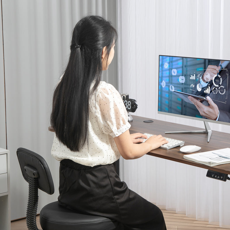 Sedia Girevole 52x52x78-92 cm ad Altezza Regolabile con Poggiapiedi in Acciaio e Finta Pelle Nero 