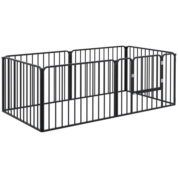 sconto Recinto per Cani a 6 Pannelli Modulabili da Interno ed Esterno 164x83x60 cm in Acciaio Nero