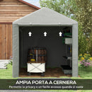 Capanno Box per Attrezzi da Giardino 160x218x172 cm Tenda in PE anti UV e Acciaio Grigio chiaro