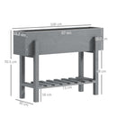 Fioriera Rialzata 100x30x70,5 cm con Ripiano Inferiore e 2 Fori di Drenaggio in Legno di Abete Grigio  