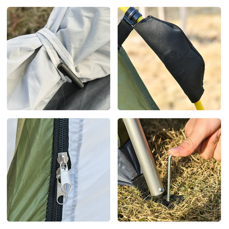 Tenda da Campeggio 2 Posti Pop Up 240x240x199 cm con Porta a Cerniera e 3 Finestre Verde