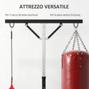 Supporto Sacco Boxe Altezza Regolabile 175-220 cm con 6 Barre di Rinforzo in Acciaio Nero   