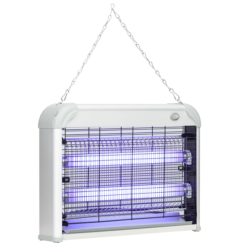 Zanzariera Elettrica 2 Lampade 20W in ABS e Metallo Bianca