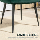 Poltrona Imbottita in Velluto con Gambe in Acciaio Verde  