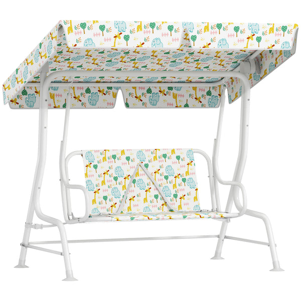 Dondolo per Bambini da Giardino a 2 Posti 112x75x120 cm con Cinture di Sicurezza Bianco online