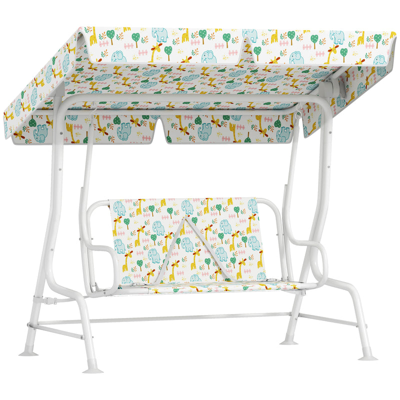 Dondolo per Bambini da Giardino a 2 Posti 112x75x120 cm con Cinture di Sicurezza Bianco   