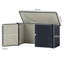 Copribidoni per 3 Cassonetti da 240L 233x105x118,5-133 cm con 2 Porte e Coperchio Grigio Scuro  