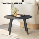 Tavolino da Giardino Rotondo in Stile Industriale Ø70x42 cm in Metallo Nero  