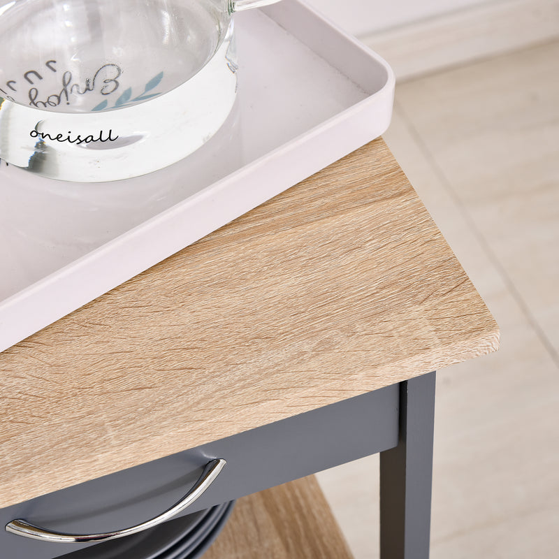 Carrello da Cucina Portavivande 37x37x76 cm in Legno di Pino e MDF Grigio