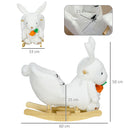 Cavallo a Dondolo per Bambini in Legno e Peluche Coniglio Bianco