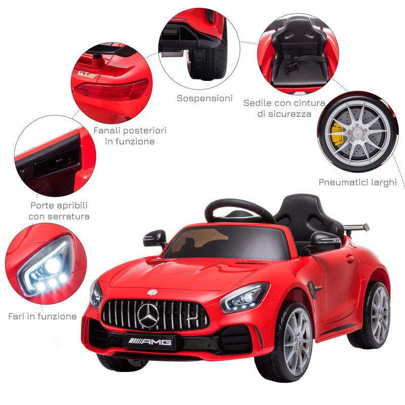 Macchina Elettrica per Bambini 12V con Licenza Mercedes GTR AMG Rossa