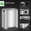 Pattumiera a Pedale 2 Sezioni 30L 47,7x37,5x66,8 cm in Acciaio Inox e PP  