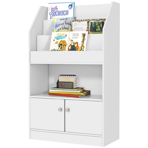 Scaffale Portagiochi per Bambini 60x29,5x100 cm con Libreria e Armadietto in Legno Bianco online