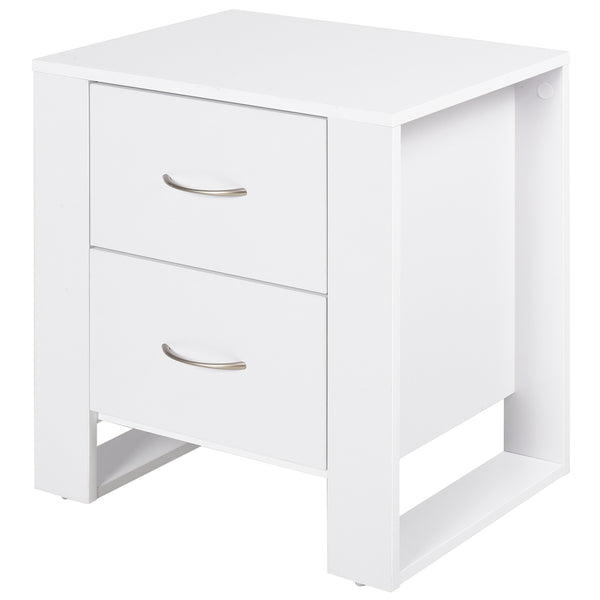 sconto Comodino Moderno  con 2 Cassetti per Camera da Letto 48x39x54 cm in Legno Bianco