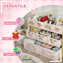 Mobile Portagiochi per Bambini a 3 Livelli 93x30x70 cm con 9 Contenitori in Tessuto Giallo  