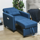 Poltrona Letto Reclinabile su 3 Livelli con Cuscino Extra 69x82x85 cm Blu  