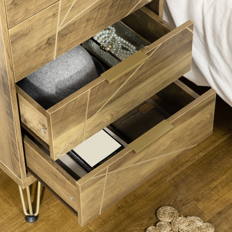 Cassettiera 4 Cassetti 48x21x79 cm in Truciolato Legno e Oro