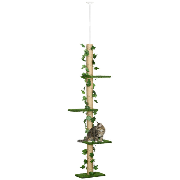 online Albero Tiragraffi per Gatti Asta Regolabile a Soffitto Alto 202-242 cm Verde