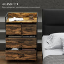 Cassettiera 4 Cassetti Design Industriale 60x29x85 cm in Acciaio Legno e Tessuto Marrone e Nero   