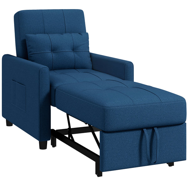 Poltrona Letto Reclinabile su 3 Livelli con Cuscino Extra 69x82x85 cm Blu sconto