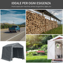 Tenda Garage 240x200x202 cm per Veicoli e Biciclette in Metallo e Tessuto PE Grigio Scuro  