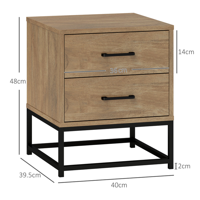 Set 2 Comodini Stile Industriale 40x39,5x48 cm in Legno e Acciaio   