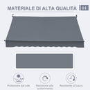Tenda da Sole a Bracci Avvolgibile 400x120H cm con Struttura Telescopica Grigio   
