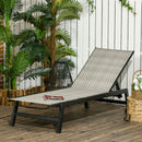 Lettino Prendisole da Giardino 162x60x90 cm in Rattan e Alluminio Nero e Grigio
