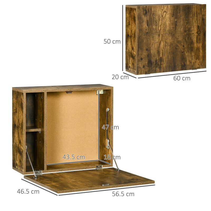 Scrivania Pieghevole con Ripiani 60x20x50 cm in Truciolato e MDF Marrone