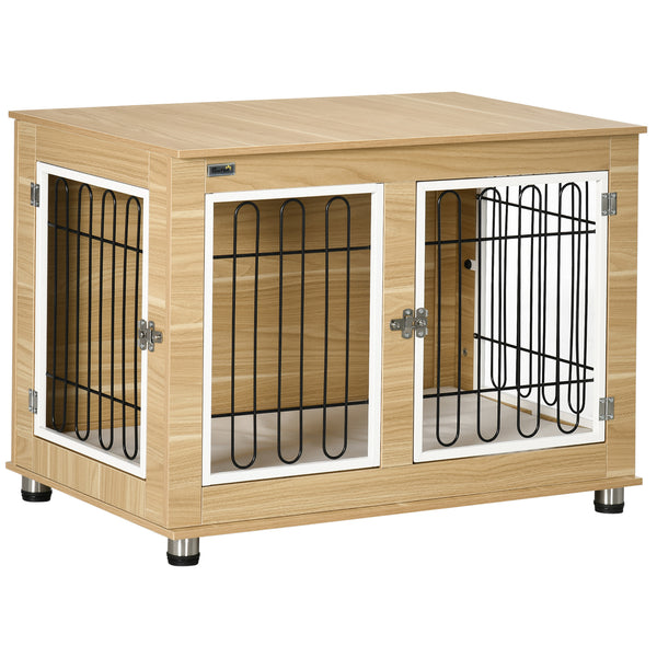 Casetta per Cani Taglia Media e Grande 90x58x65 cm con 2 Porte Bloccabili Rovere sconto