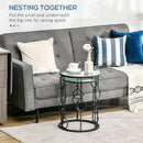 Set 2 Tavolini da Caffè Impilabili in Metallo e Vetro Temperato Neri