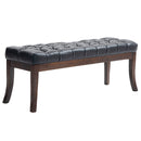 Panca Fondo Letto Imbottita con Design a Bottoni e Gambe Ricurve 120x38x46 cm in Pelle PU e Legno Nero