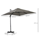 Ombrellone da Giardino 2.5x2.5 m con Rotazione 360° e Parasole Regolabile a Manovella Grigio Chiaro  