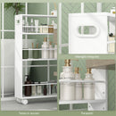 Mobiletto Salvaspazio da Bagno Carrello a 3 Livelli con Ruote e Freni Bianco   