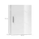 Armadietto Bagno da Parete 40x15x55 cm con 3 Ripiani Regolabili in Vetro in Legno Bianco   