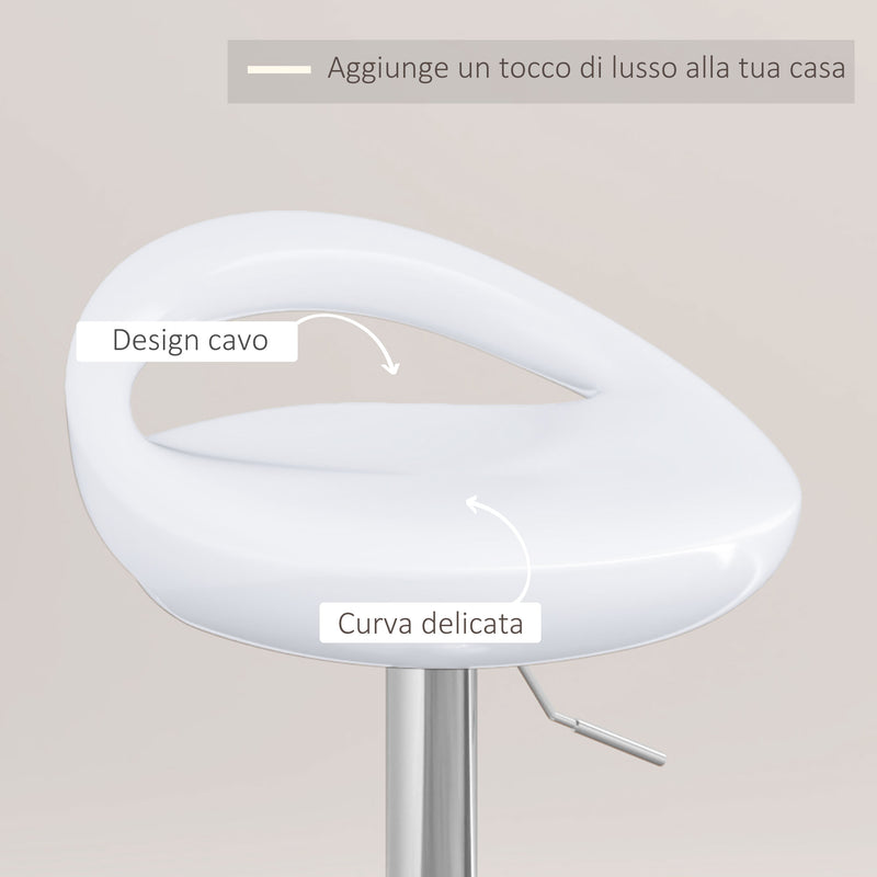 Set 2 Sgabelli da Bar Altezza Regolabile Seduta in ABS Bianco  