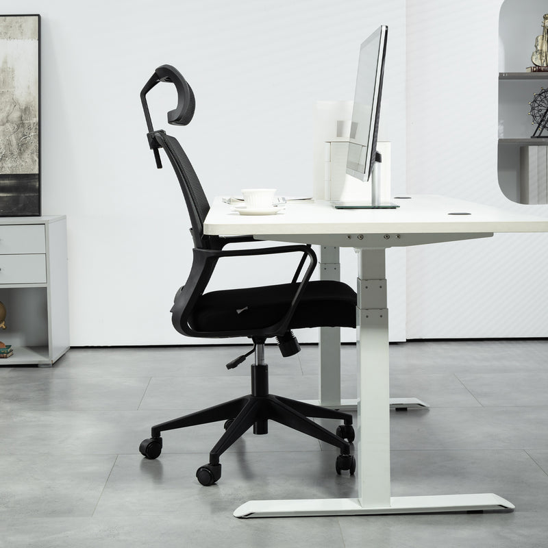 Sedia da Ufficio Ergonomica 60x64Px102-112H cm con Poggiatesta e Altezza Regolabili Nero   