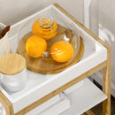 Mobiletto da Cucina 42,8x33x70 cm con Vassoio Removibile in Bambù Bianco e Legno