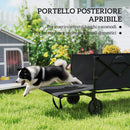 Carrello da Giardino 160L 95x55x102 cm Capacità 100 kg Pieghevole Nero  