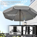 Set da Giardino 6 Pezzi con 4 Sedie Pieghevoli Ombrellone e Tavolo Rotondo  Grigio e Nero   